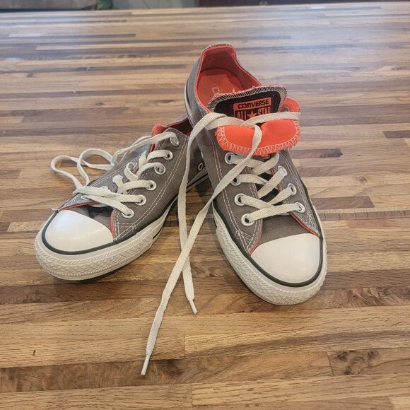 Converse All Star Unisex, GRay  Orange Sneakers low top shoes with double tongue - Picture 1 of 11